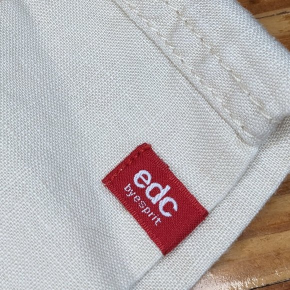 Vintage Y2K Esprit 100% Linen Sailor Style Button Front Wide Waistband Capris - Picture 10 of 13